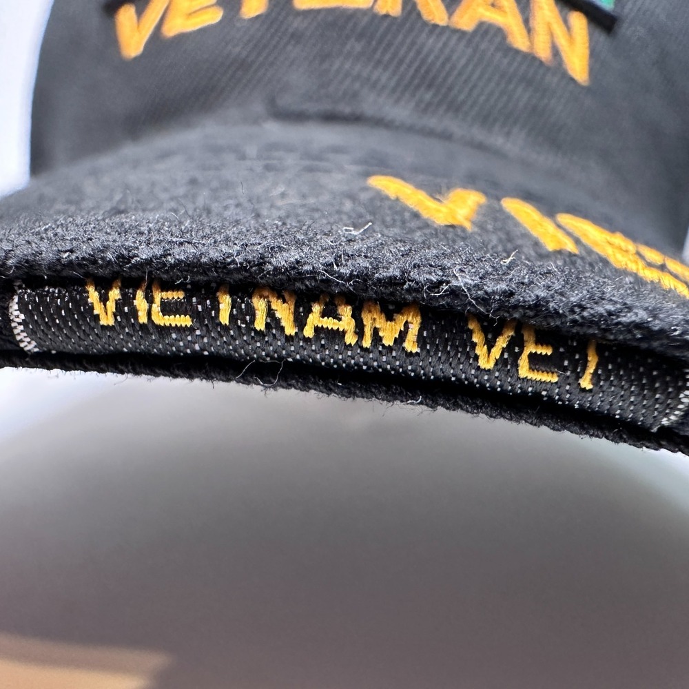 Vietnam Veteran Black Cap Hat Ribbons Metal 1960- Emblem Embroidered NEW w/ Tag - Picture 6 of 14